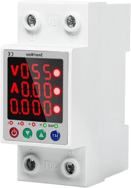 Contatore intelligente di energia, misuratore di potenza kWh 2P 63A, scatto di sovracorrente automatico, interruttore di corrente AC 230V