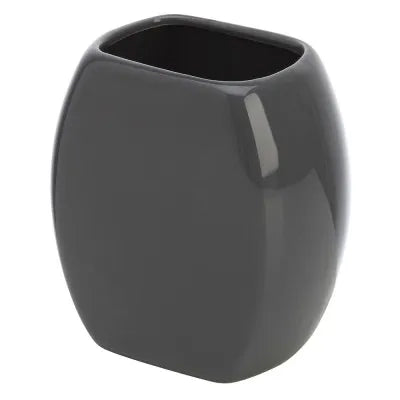 Porta spazzolini bagno grigio d'appoggio in ceramica