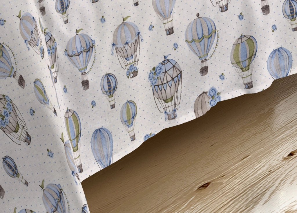 Completo Lenzuola Letto Camera In 100% Cotone Made Italy Vari Disegni RP - 2 Piazze - Mongolfiera Blu