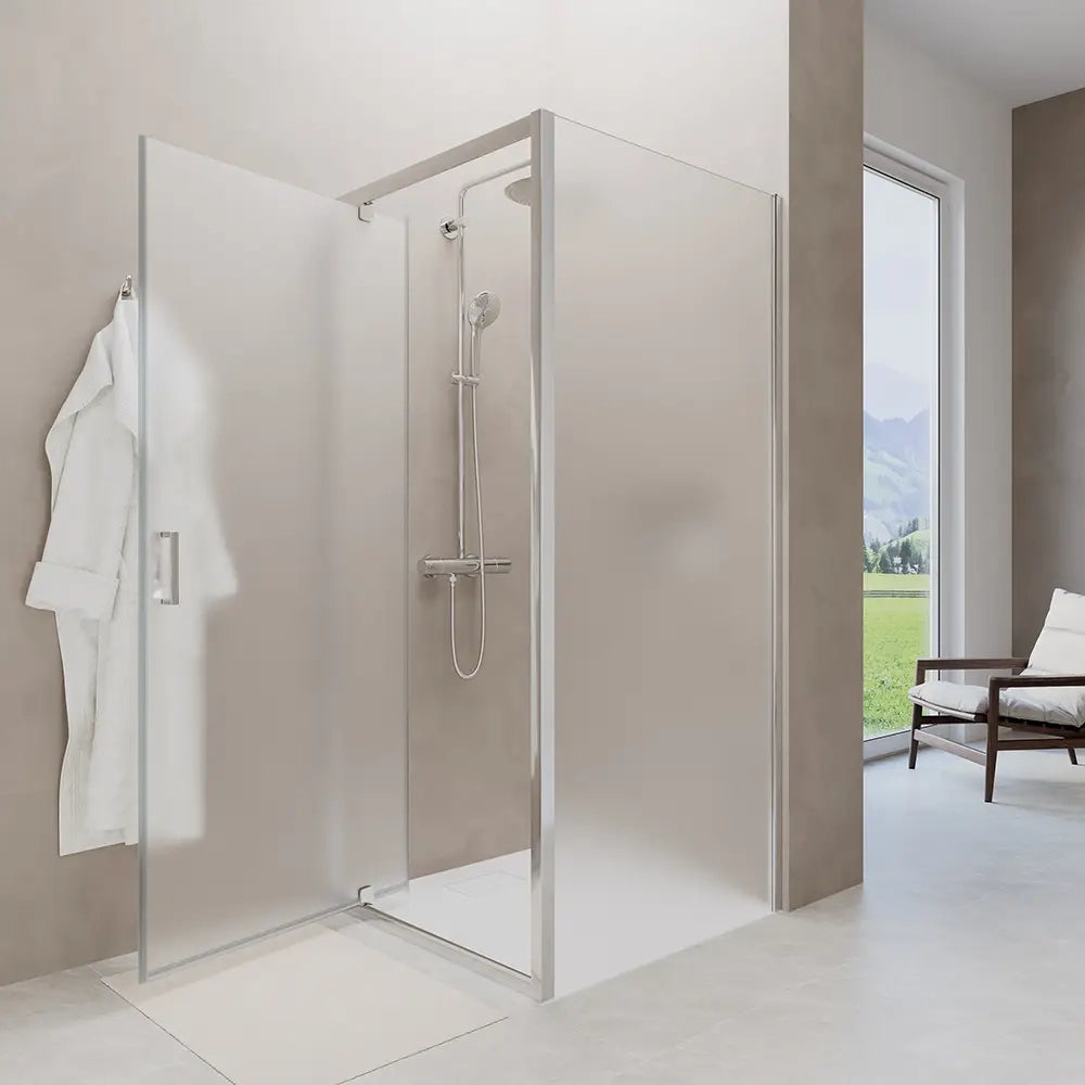 Box doccia 80x80 cm angolare apertura a battente vetro 6mm opaco | Apulia