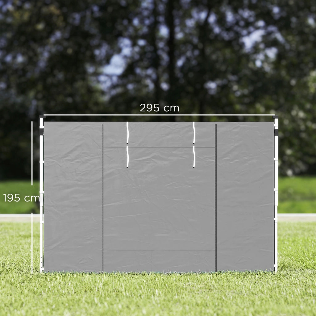 Pannelli Laterali per Gazebo 300x200 cm con Finestra e Porta ¨C zephmum ¨C Grigio