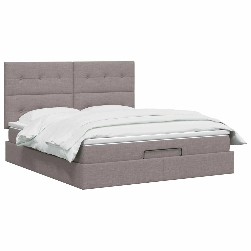 Letto Ottomano con Materasso e LED Tortora 140 x 190 cm Tessuto 3458073