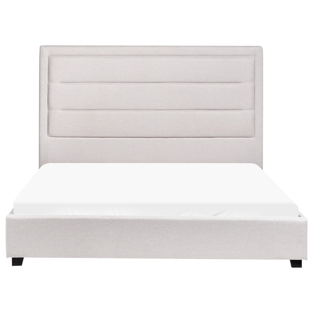 Letto matrimoniale in velluto beige chiaro 140 x 200 cm stile moderno