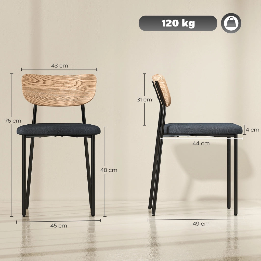 Sedia da pranzo con gambe in metallo e rivestimento grigio ¨C zephmum ¨C set di 2 pezzi