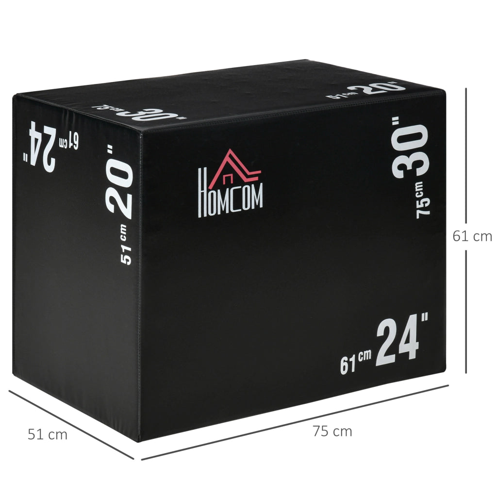 Plyo Box 3 in1 a 3 Altezze, Jumping Box Pliometrico Capacit¨¤ 120kg, 75x51x61cm, Nero