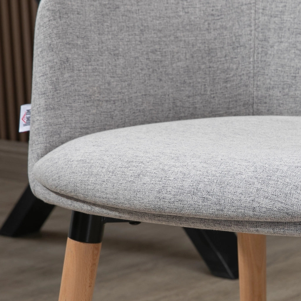 Sedia da Pranzo Imbottita in Tessuto Grigio con Gambe in Legno ¨C Minimal ¨C 57x56x72