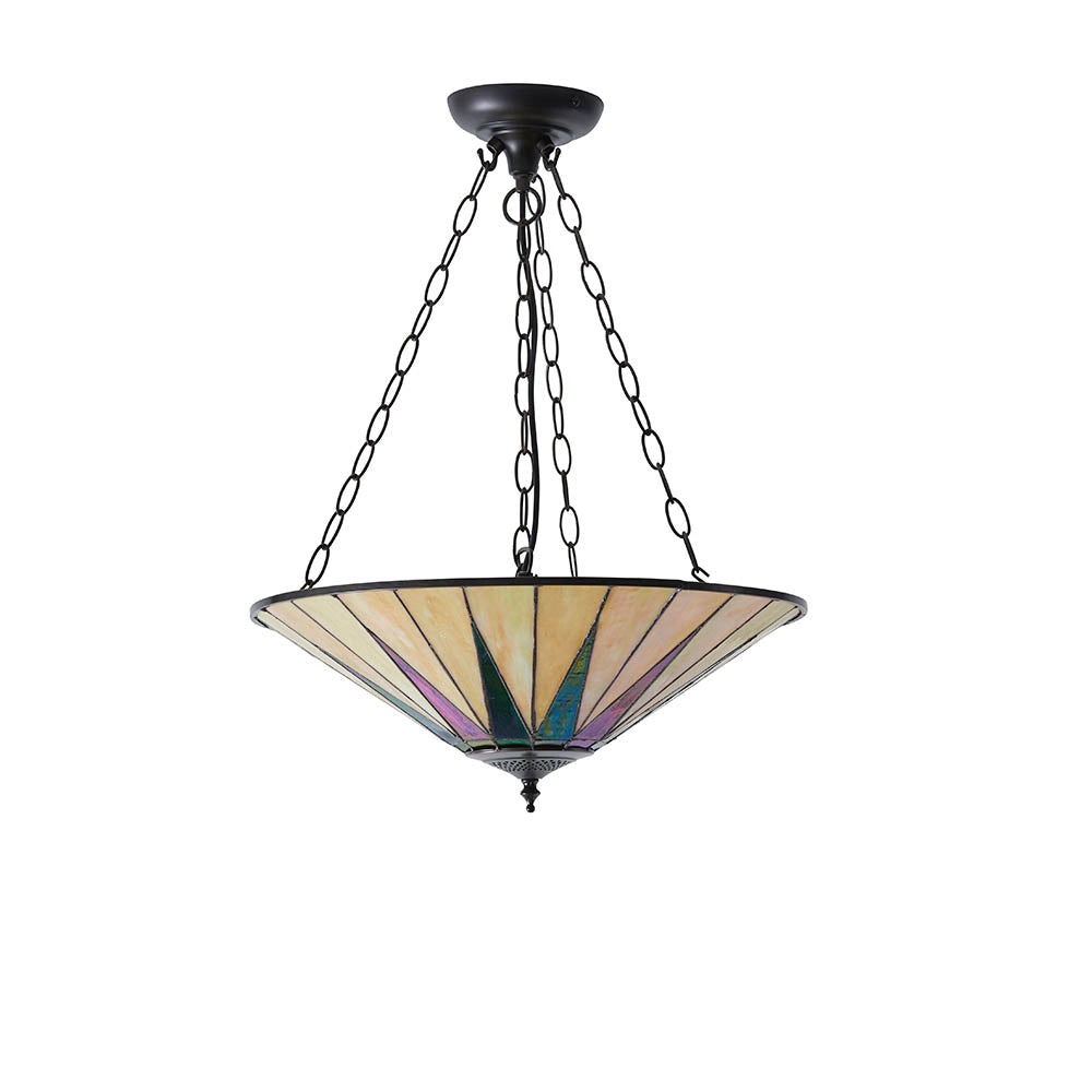 Lampada a sospensione Tiffany Dark Star vetro 3xE27