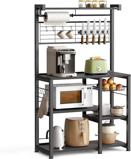 Rack da Cucina con Piastra di Lavoro e Striscia Magnetica per Coltelli - Manico a Trefoli, Orecchiette per Cucina e 12 Ganci