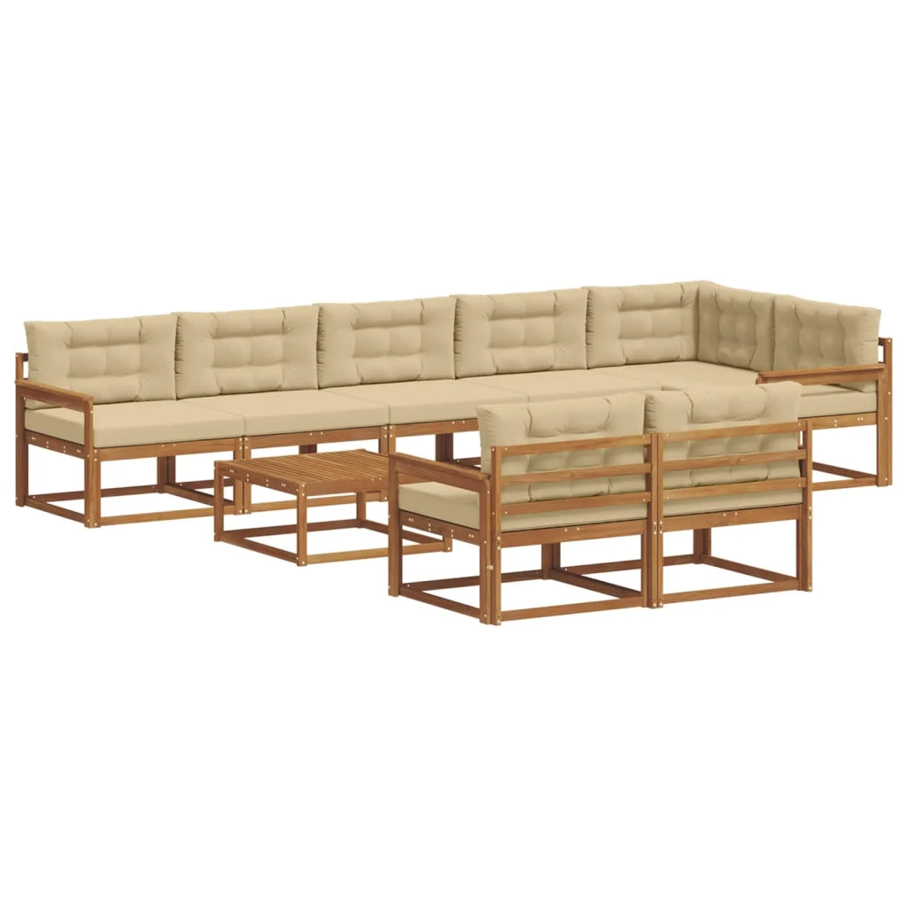 Set di divani da esterno con cuscino 9 pcs Naturale e Beige 3367781