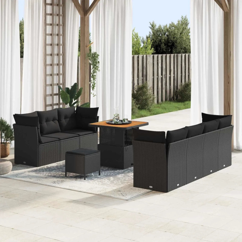 Set Divano da Giardino 10 pcs Nero polyrattan 3361444