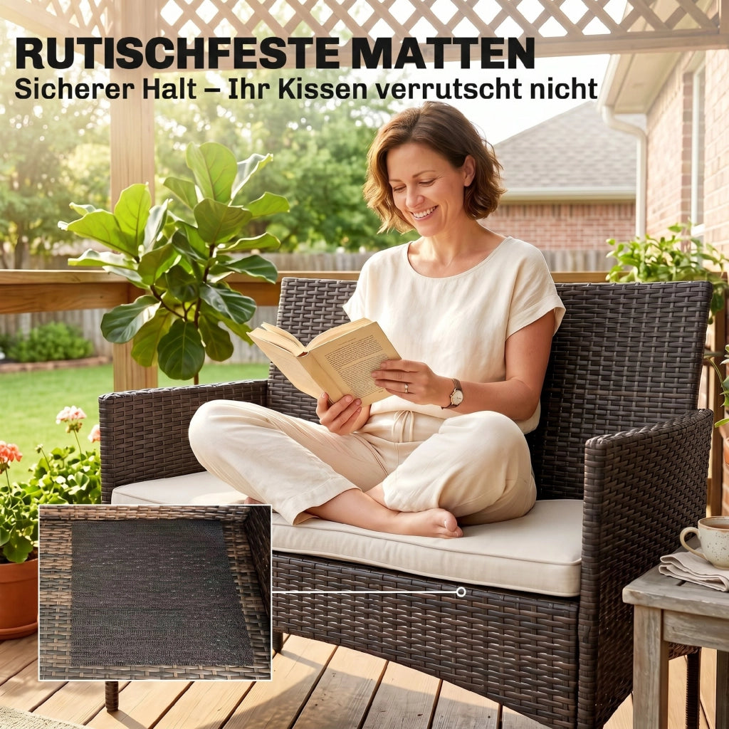 Divano 2 posti in rattan per esterno ¨C zephmum ¨C grigio, tessuto, 90x90x85