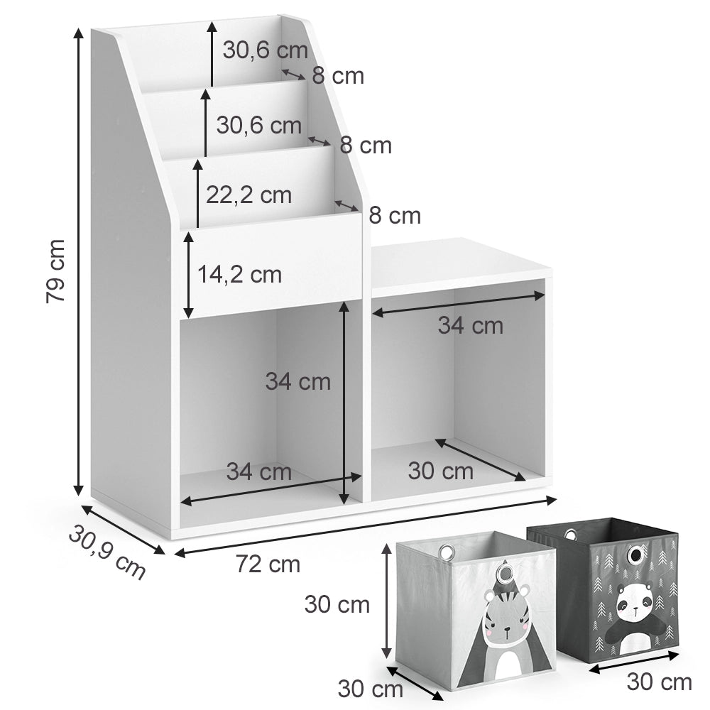 Vicco Libreria bambini Bianco 30.9 x 79 cm Mini, con 2 scatole pieghevoli opt.5