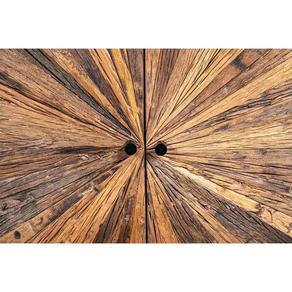 Buffet RAOKA 180 cm in legno massiccio di mango e teak – Motivo solare scolpito