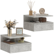 Comodini Sospesi con Cassetto e Mensola ¨C Zephmum ¨C 35x32x22.5 cm Grigio Cemento