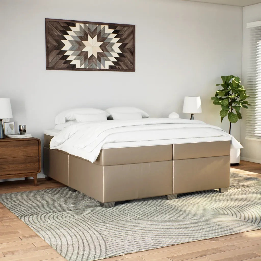 Giroletto a Molle con Materasso Cappuccino 200x200cm Similpelle 3285228