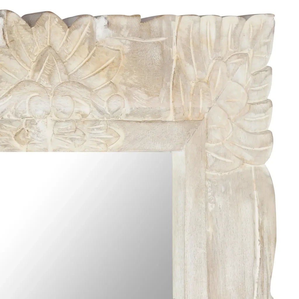 Specchio Bianco 80x50 cm in Legno Massello di Mango