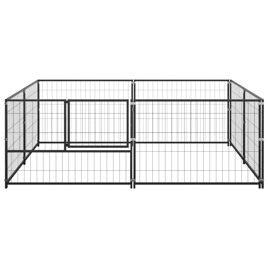 Recinto per animali da esterno per cani recinto per animali nero 4 m² acciaio 02_0000531