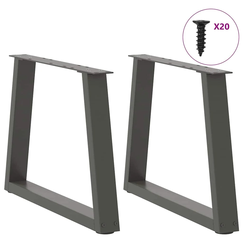 Set di 2 gambe per tavolino da caffè a forma di V 50 x 42-43,3 cm design moderno con piedini regolabili in acciaio antracite 02_0056845