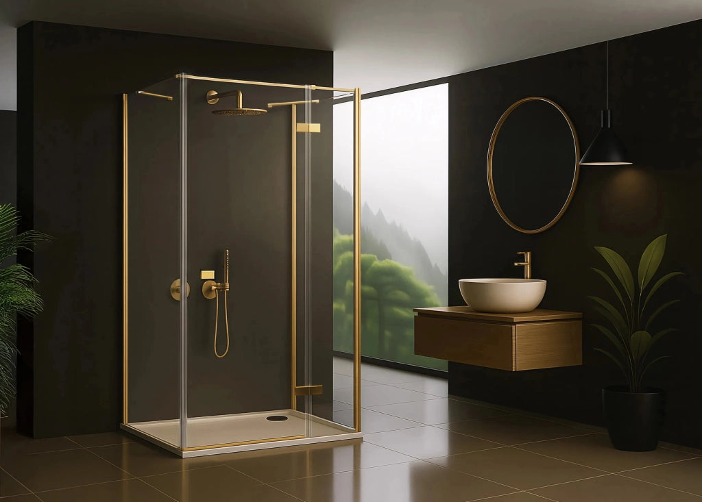 Cabina Doccia Rea Atlas 80x90 Brush Gold destra