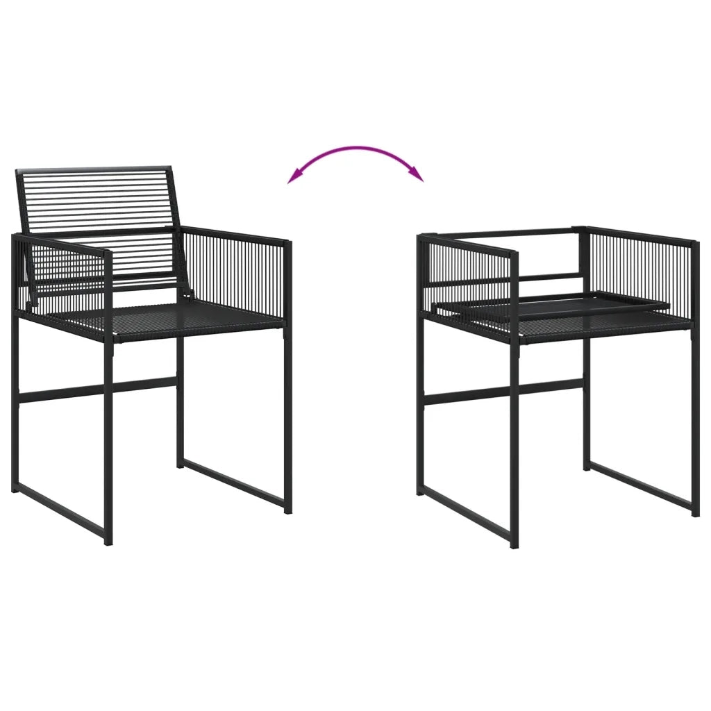 Set da Pranzo da Giardino 9 pz Nero in Polyrattan 3295035