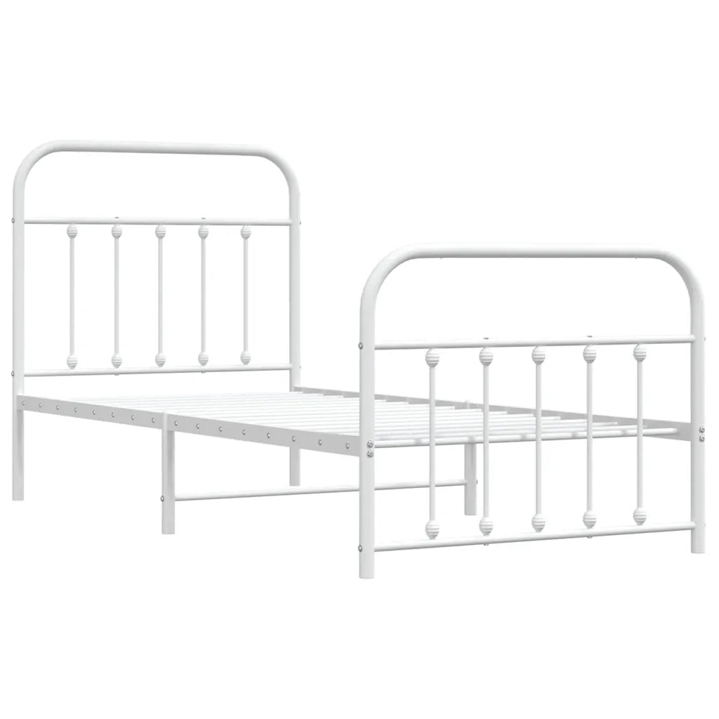 Giroletto con Testiera e Pediera-Struttura Letto Metallo Bianco 90x200 cm 388230