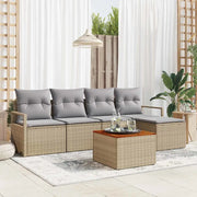 Set Divano da Giardino con cuscino 6 pcs Beige polyrattan 3347693