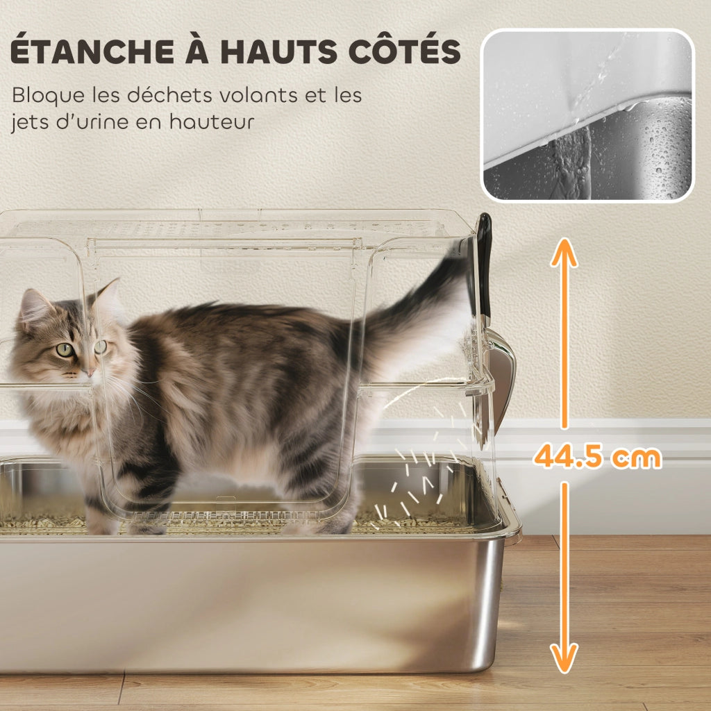 Lettiera per Gatti XL in Acciaio Inox ¨C zephmum ¨C Grigio Chiaro 60.2x40.2x44.5cm