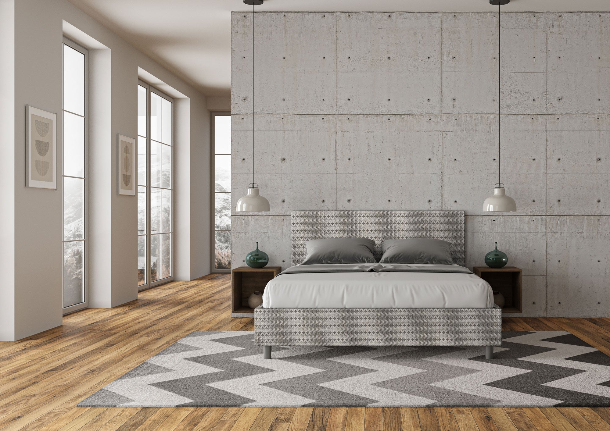 Letto Matrimoniale 160x190 cm Senza Rete Adele Labirinto 02 Grigio