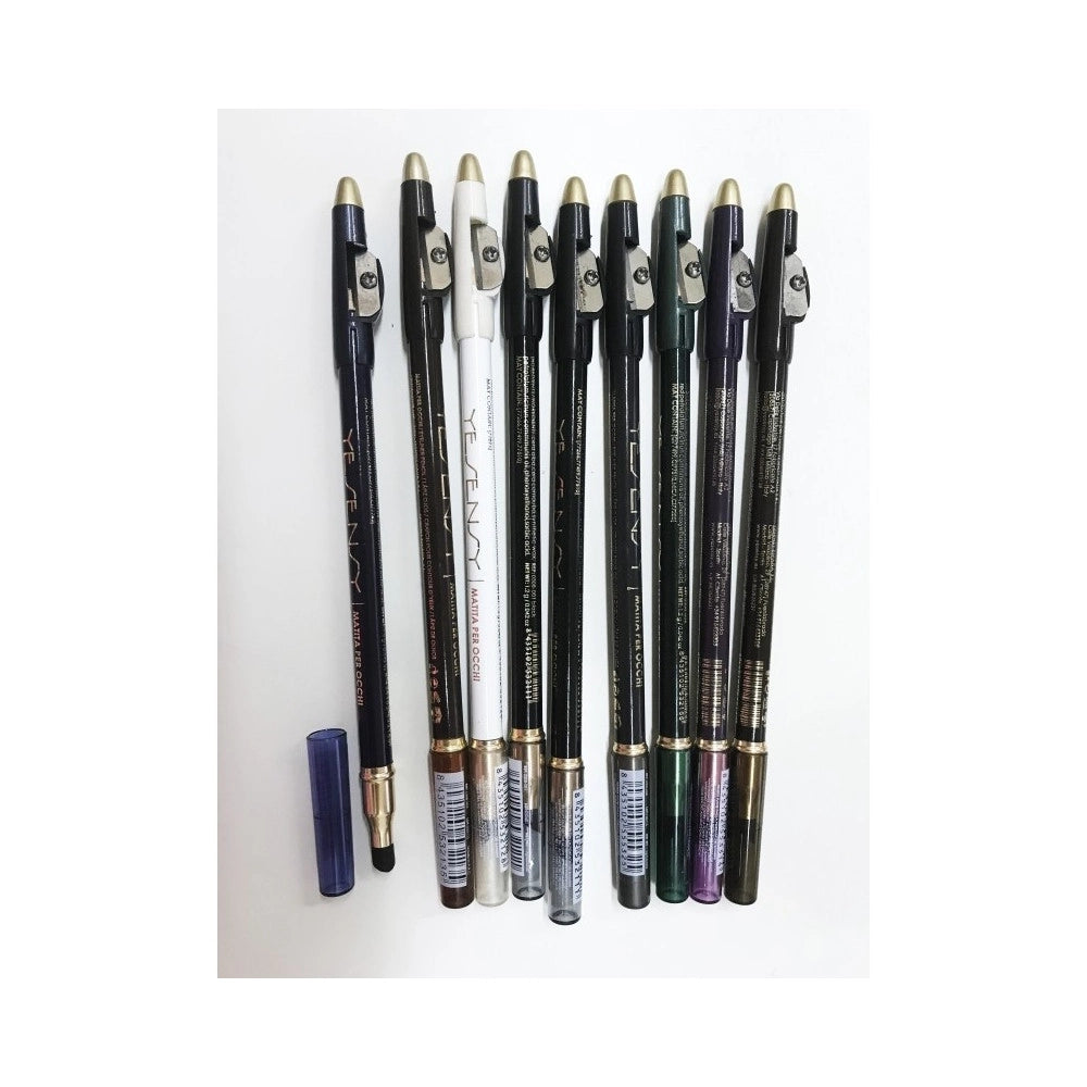 Trade Shop - 2 Matita Matite Eyeliner Waterproof Contorno Occhi Con Temperamatite Spugna -