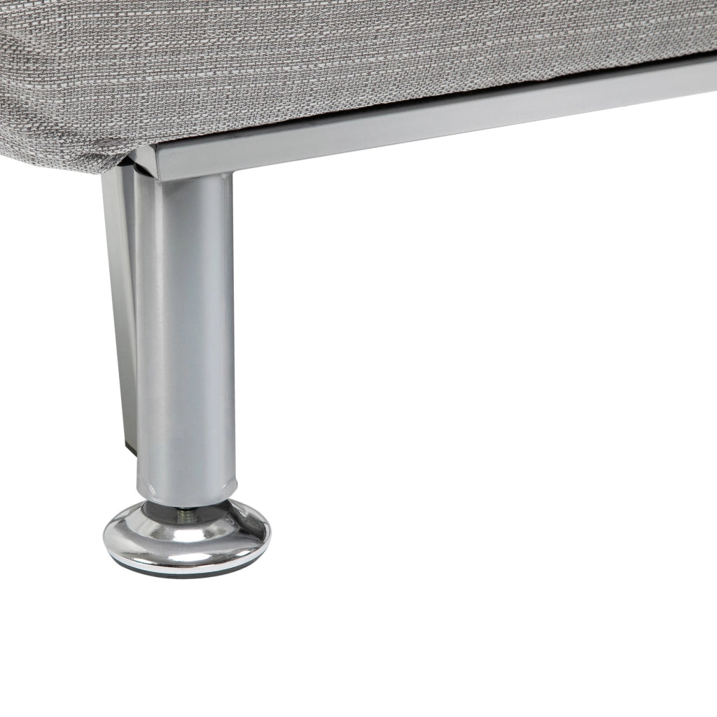 EasyComfort Poltrona Letto Singolo 3 in 1 con Schienale Reclinabile su 5 Livelli, Cuscino Imbottito e Materasso, Divano Letto Singolo Pieghevole per Soggiorno, in Acciaio e Lino, 75x70x75cm, Grigio Chiaro