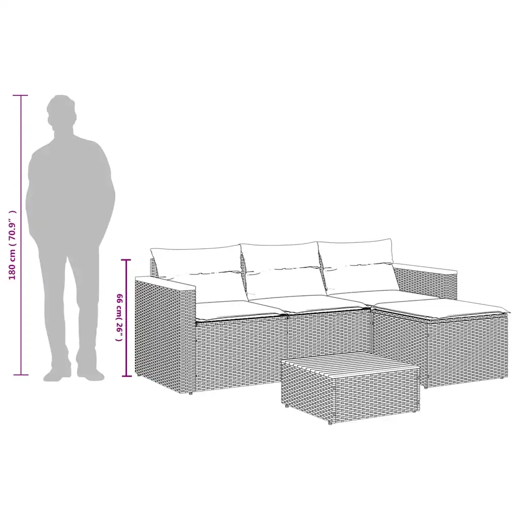 Set Divani da Giardino 3 pz con Cuscini Grigio in Polyrattan 365827
