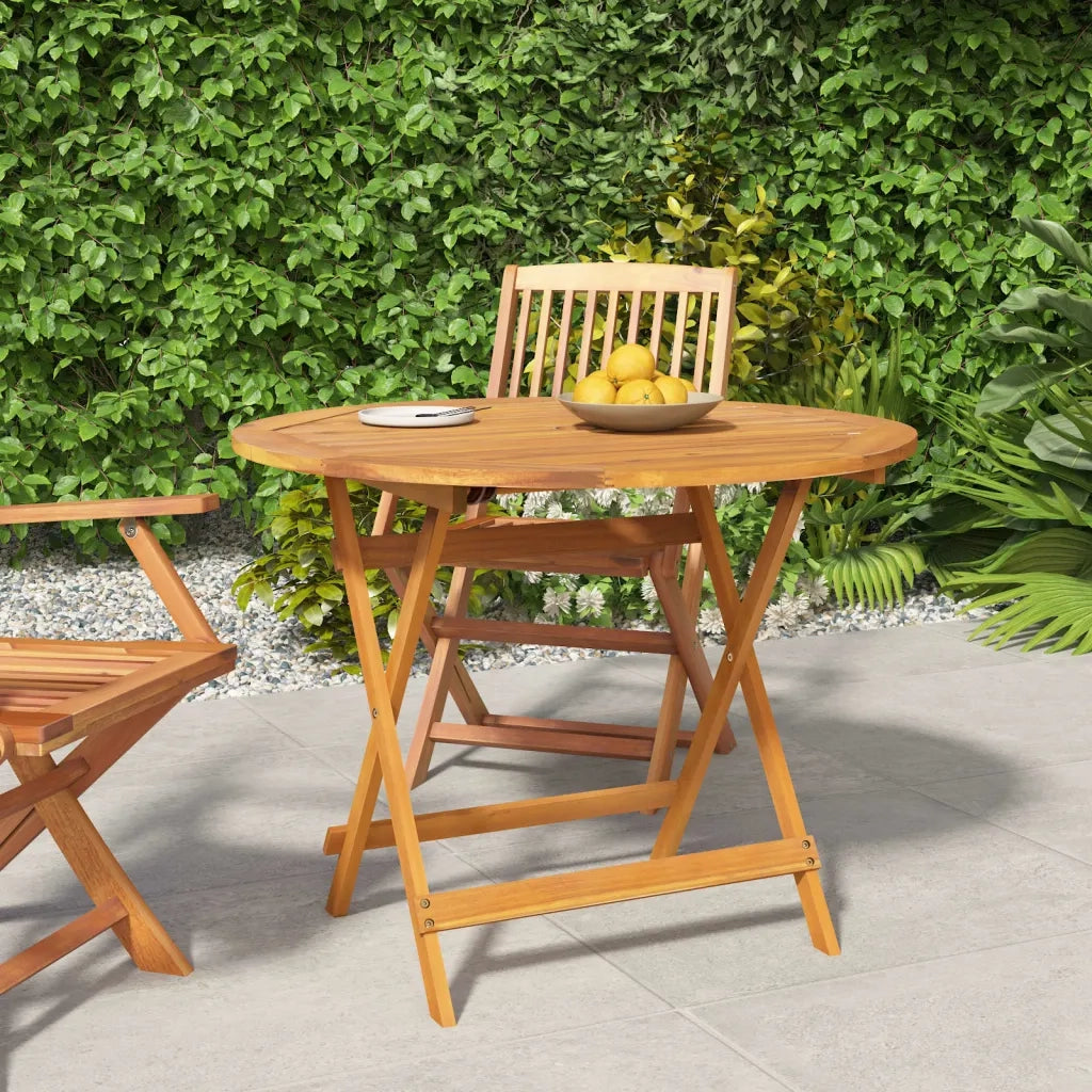 Tavolo da Giardino Pieghevole Ø 90x75 cm Legno Massello Acacia 319670