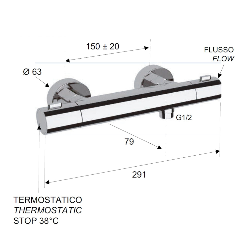 Rubinetto esterno doccia termostatico - serie elegance