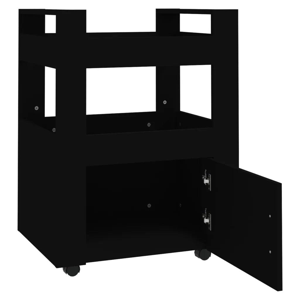 Carrello da Cucina-Scaffale per Cucina Nero 60x45x80 cm in Legno Multistrato