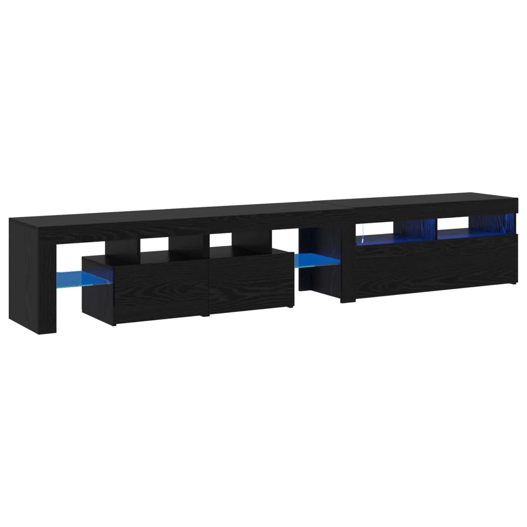 Set di 2 mobili TV rettangolari contemporanei con illuminazione a LED 230 x 36,5 x 40 cm legno ingegnerizzato nero 02_0055903