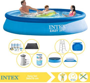 Piscina Easy Set - Piscina Inflabile - 366x76 cm - Incluso Copertura, Kit di Manutenzione, Filtro, Copertura del Terreno, Mat Matita Solare, Trappola e Bagno per i Piedi