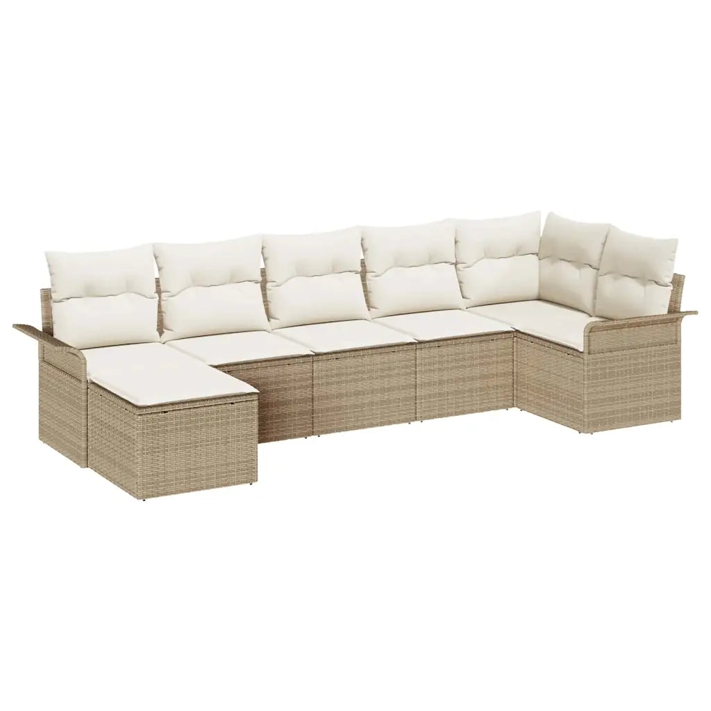 Set Divano da Giardino con cuscino 7 pcs Beige polyrattan 3345451