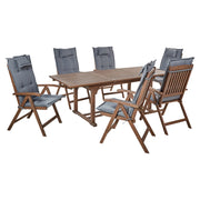 Set da giardino con 6 sedie in legno di acacia marrone scuro con schienale regolabile pieghevole in stile rustico