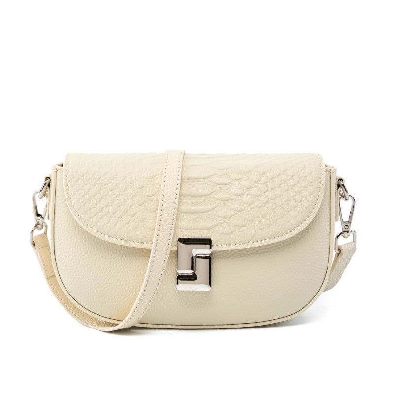 Borsa a tracolla da donna in vera pelle, grande capacit¨¤, piccola borsa quadrata, bianca
