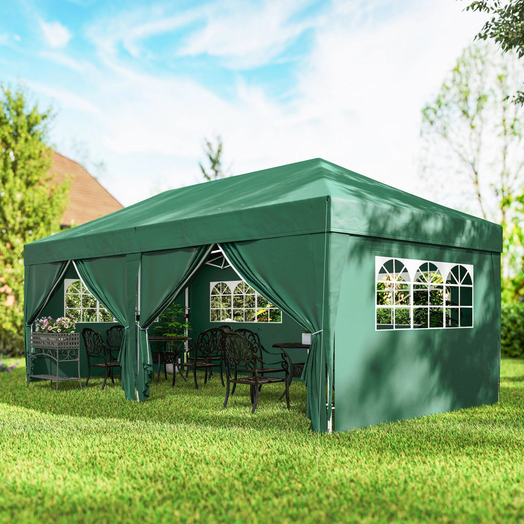 Pavillon 6x3 m ¨C zephmum ¨C Pop-up, con Finestre, Porta con Zip, UV Resistente, Grigio