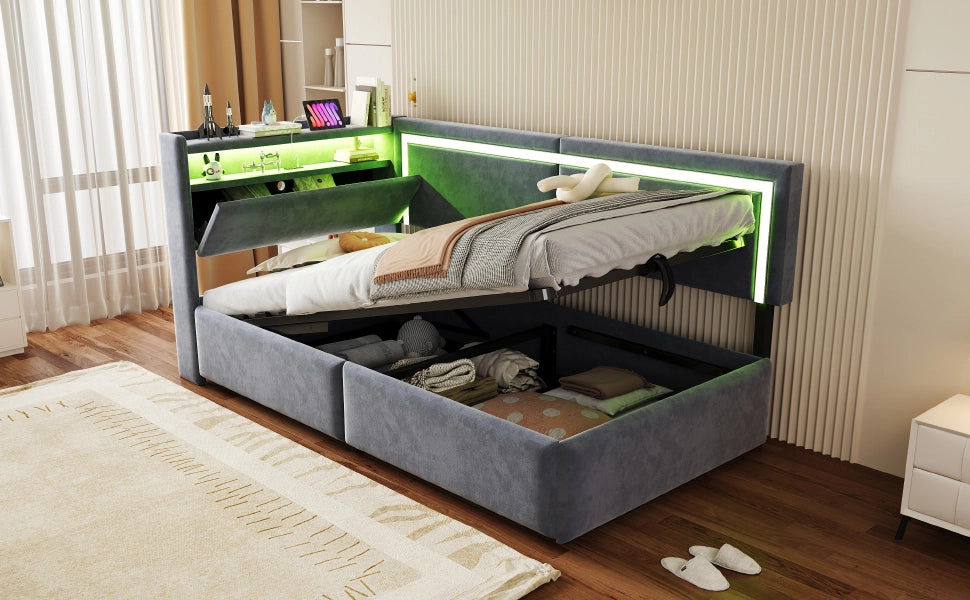 letto imbottito velluto grigio 90 x 200 cm