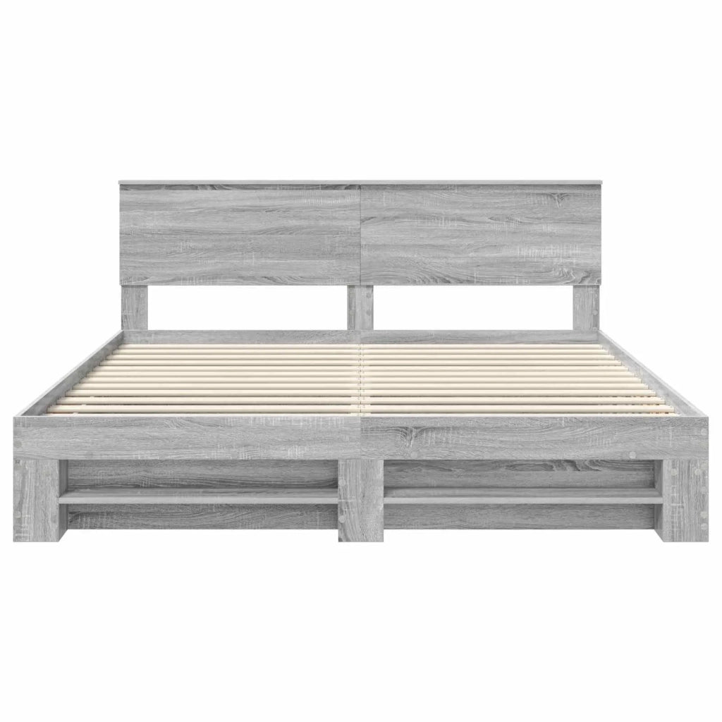 Struttura del letto con testiera-Giroletto con Testiera Grigio Sonoma 180 x 200 cm 514057