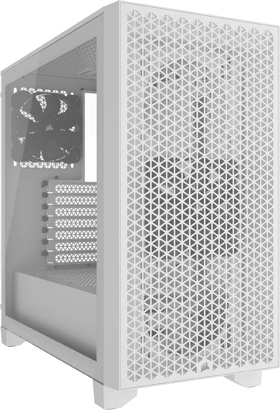 Casella PC a torre di mezzo con alta circolazione d'aria e spazio per ventilatori - Adatto per schede video fino a 360 mm e 8x 120 mm - Bianco