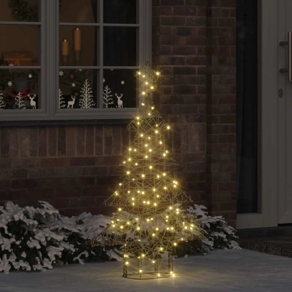 Albero di Natale con 120 LED Bianco caldo 150 cm Rattan 42018991