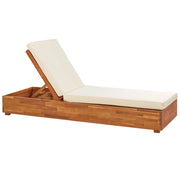 Lettino da giardino in legno di acacia reclinabile con cuscini bianco sporco terrazza giardino esterno