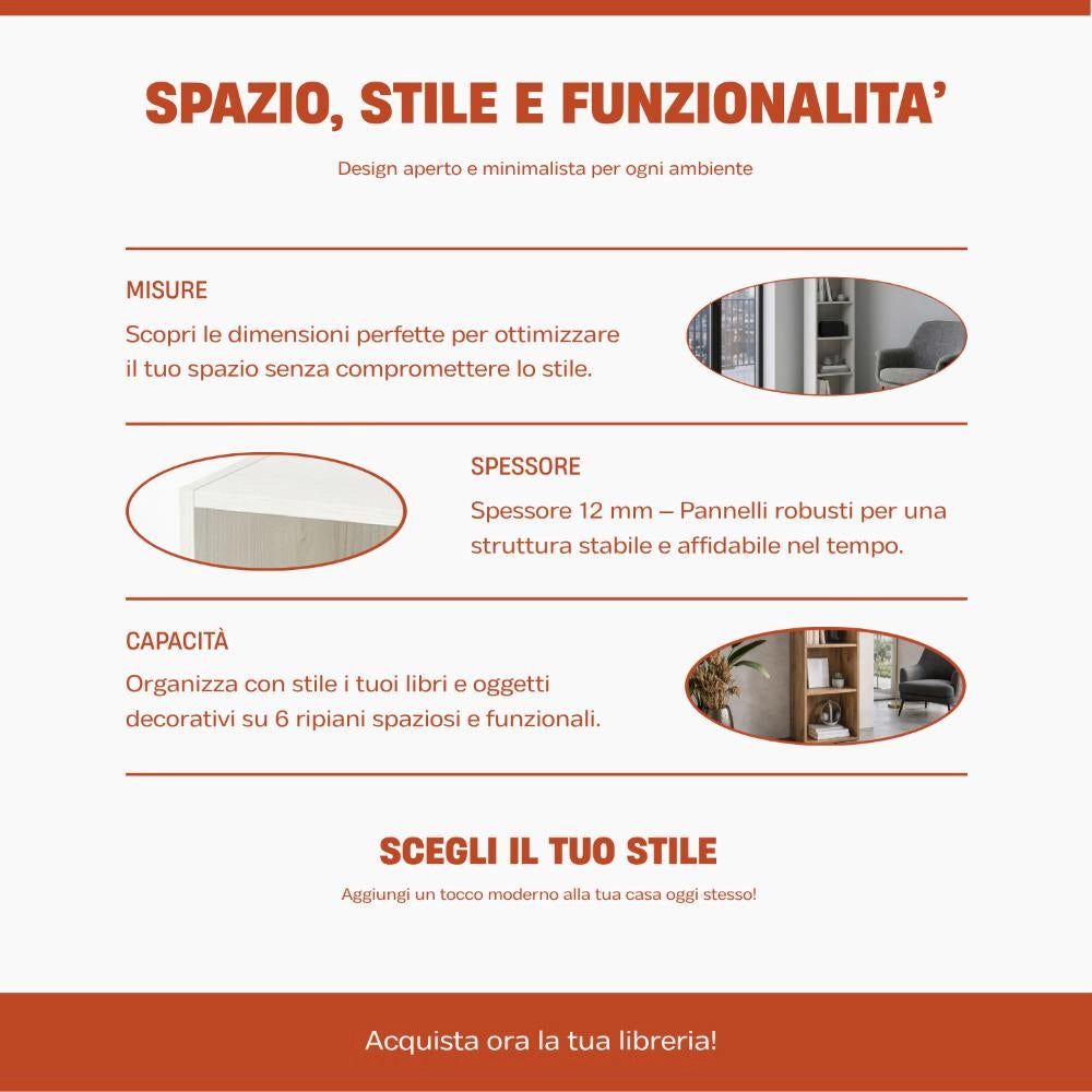 Libreria Scaffale Modulo Aperto 3 Ripiani Portaoggetti 30x24x80H cm Bianco LIB03