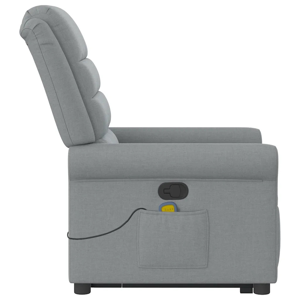 Poltrona | Sedia Relax Alzapersona Massaggi Reclinabile Grigio Chiaro Tessuto