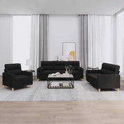 Set Divani 3 pz con Cuscini Nero in Tessuto 3201556