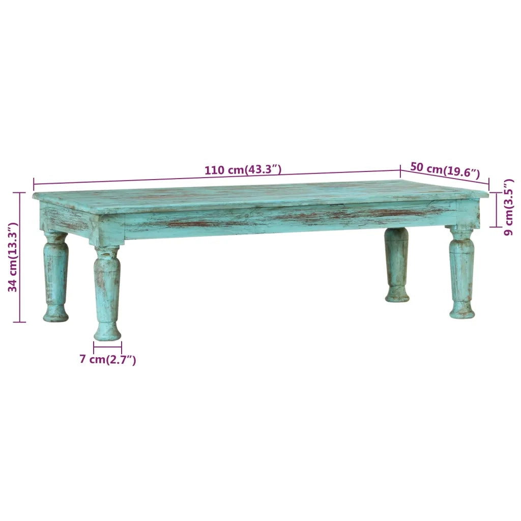 Tavolino da Salotto-Tavolino da soggiorno-Tavolo 110x50x34 cm in Legno Massello di Recupero