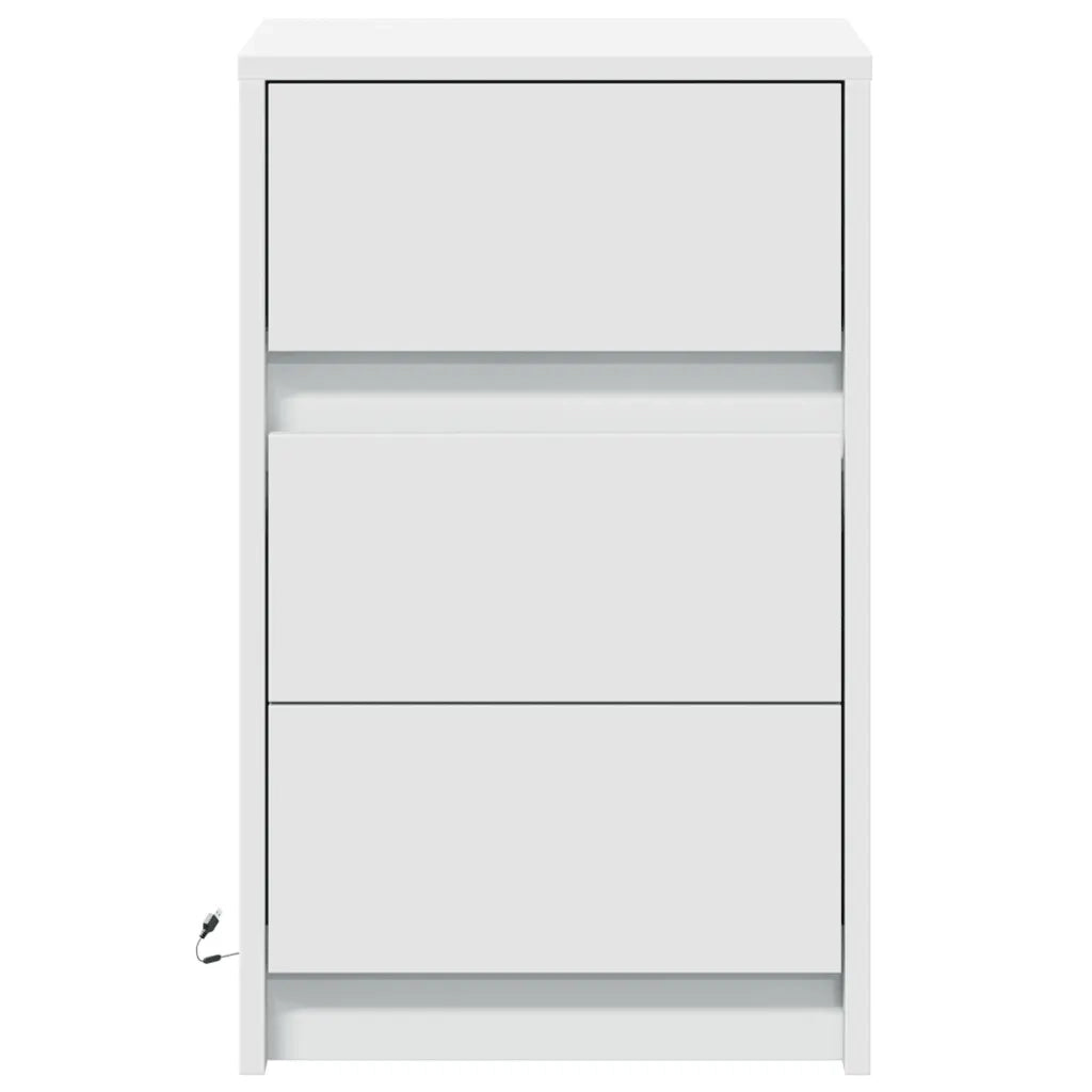 vidaXL Comodino con Luci LED Bianco in Legno Multistrato